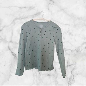 Cat & Jack Girls Sz Lg Sage Green Textured Knit Top